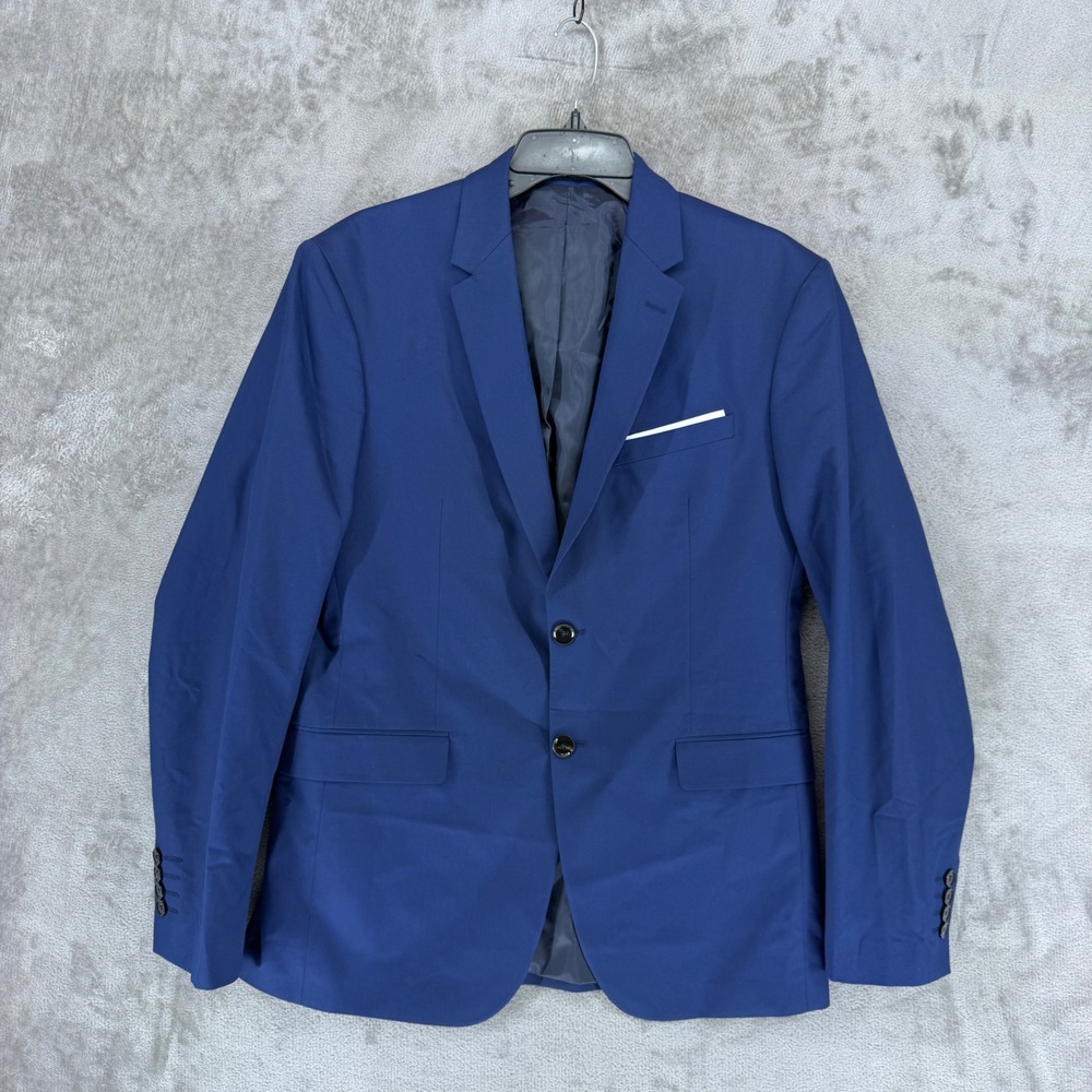 Zara Man Blue Cool Comfort Blazer Jacket USA 40 Slim Fit Two Button Formal